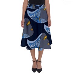 Queen Fish Doodle Art Perfect Length Midi Skirt by tmsartbazaar