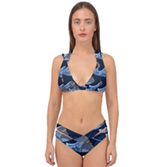 Queen Fish Doodle Art Double Strap Halter Bikini Set by tmsartbazaar