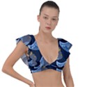 Queen Fish Doodle Art Plunge Frill Sleeve Bikini Top View1