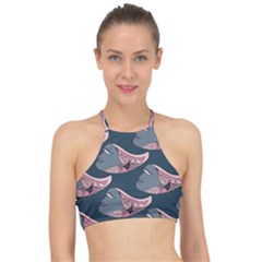 Doodle Queen Fish Pattern Racer Front Bikini Top by tmsartbazaar
