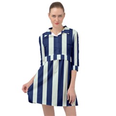 Navy In Vertical Stripes Mini Skater Shirt Dress by Janetaudreywilson
