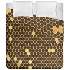 Gold Honeycomb On Brown Duvet Cover Double Side (california King Size) by Angelandspot