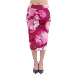 Peonie On Marbling Patterns Midi Pencil Skirt by kaleidomarblingart