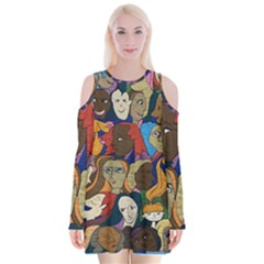 Wowriveter2020 Velvet Long Sleeve Shoulder Cutout Dress by Kritter
