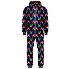 Geo Rainbow Stroke Hooded Jumpsuit (men)  by tmsartbazaar