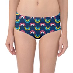 Geo Rainbow Stroke Mid-waist Bikini Bottoms by tmsartbazaar