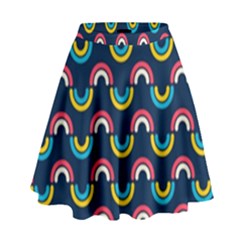 Geo Rainbow Stroke High Waist Skirt by tmsartbazaar