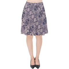 Violet Textured Mosaic Ornate Print Velvet High Waist Skirt by dflcprintsclothing