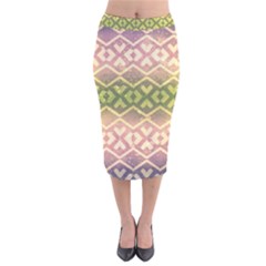 Ethnic Seamless Pattern Velvet Midi Pencil Skirt by FloraaplusDesign