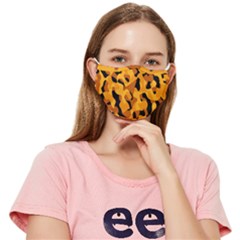 Black And Orange Camouflage Fitted Cloth Face Mask (adult) by SpinnyChairDesigns
