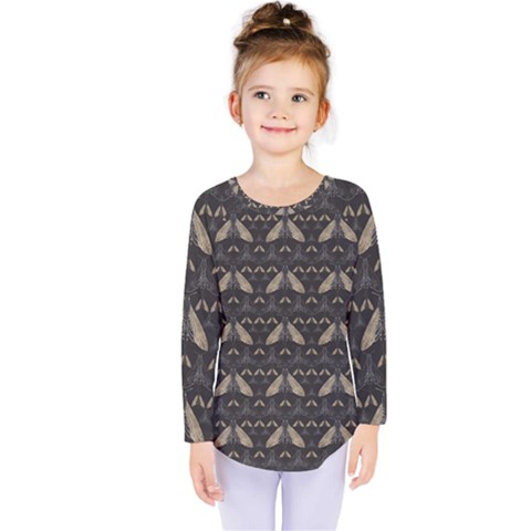 Moth Pattern Kids  Long Sleeve Tee by GretaBerlin