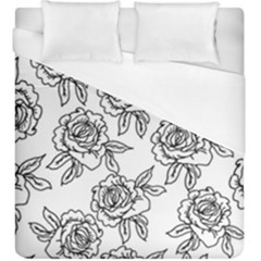 Line Art Black And White Rose Duvet Cover (king Size) by MintanArt