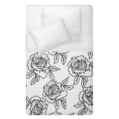 Line Art Black And White Rose Duvet Cover (single Size) by MintanArt