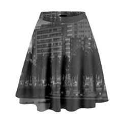 Sunset Coastal Urban Scene, Montevideo, Uruguay High Waist Skirt by dflcprintsclothing