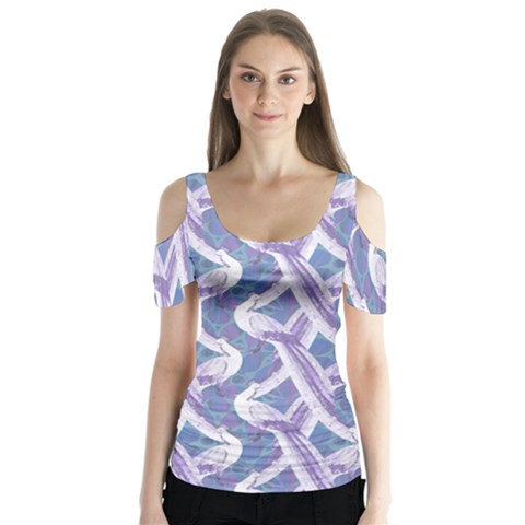 White Peacocks Butterfly Sleeve Cutout Tee  by marynarts