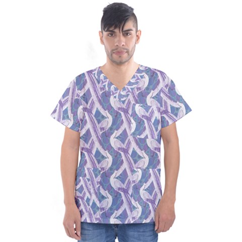 White Peacocks Men s V-neck Scrub Top by marynarts