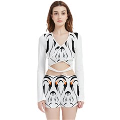 Emperor Penguin Family Love Heart Velvet Wrap Crop Top And Shorts Set by WayfarerApothecary