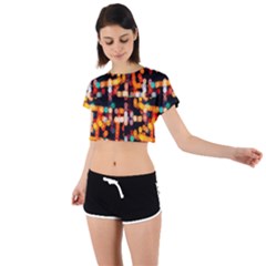 Multicolored Bubbles Print Pattern Tie Back Short Sleeve Crop Tee by dflcprintsclothing