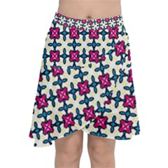Geometric Chiffon Wrap Front Skirt by SychEva