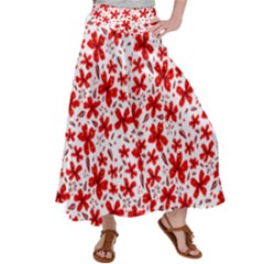 Red Flowers Satin Palazzo Pants by CuteKingdom