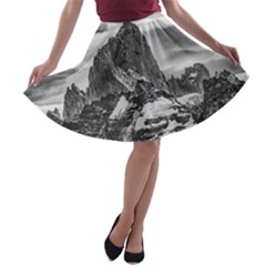Fitz Roy And Poincenot Mountains, Patagonia Argentina A-line Skater Skirt by dflcprintsclothing