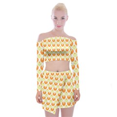 Saffron Off Shoulder Top With Mini Skirt Set by CuteKingdom