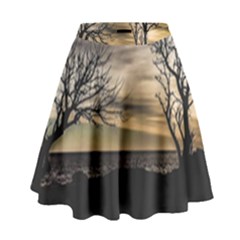 Coastal Sunset Scene At Montevideo City, Uruguay High Waist Skirt by dflcprintsclothing