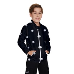 Black And White Baseball Motif Pattern Kids  Windbreaker by dflcprintsclothing