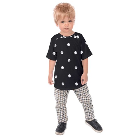 Black And White Baseball Motif Pattern Kids  Raglan Tee by dflcprintsclothing