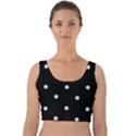 Black And White Baseball Motif Pattern Velvet Crop Top View1
