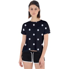 Black And White Baseball Motif Pattern Open Back Sport Tee by dflcprintsclothing