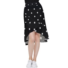 Black And White Baseball Motif Pattern Frill Hi Low Chiffon Skirt by dflcprintsclothing