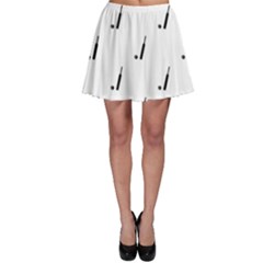 Black And White Cricket Sport Motif Print Pattern Skater Skirt by dflcprintsclothing