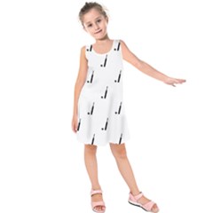 Black And White Cricket Sport Motif Print Pattern Kids  Sleeveless Dress by dflcprintsclothing