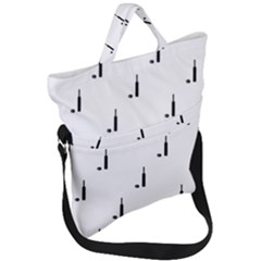 Black And White Cricket Sport Motif Print Pattern Fold Over Handle Tote Bag by dflcprintsclothing