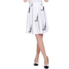 Black And White Cricket Sport Motif Print Pattern A-line Skirt by dflcprintsclothing