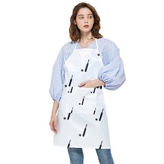 Black And White Cricket Sport Motif Print Pattern Pocket Apron by dflcprintsclothing