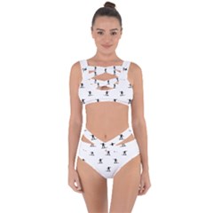 Black And White Surfing Motif Graphic Print Pattern Bandaged Up Bikini Set  by dflcprintsclothing