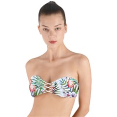 Tropical Flamingo Twist Bandeau Bikini Top by goljakoff