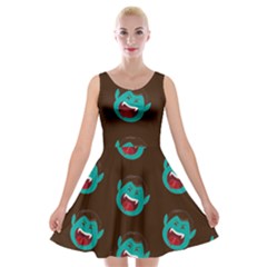Frankenstein Halloween Seamless Repeat Pattern  Velvet Skater Dress by KentuckyClothing