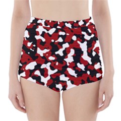 Camouflage Rouge/blanc High-waisted Bikini Bottoms by kcreatif