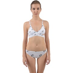 American Football Ball Motif Print Pattern Wrap Around Bikini Set by dflcprintsclothing