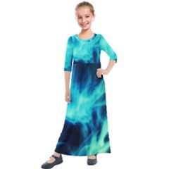 Glow Bomb  Kids  Quarter Sleeve Maxi Dress by MRNStudios