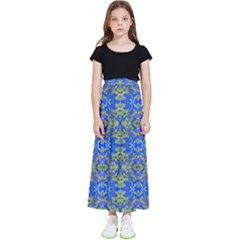 Gold And Blue Fancy Ornate Pattern Kids  Skirt by dflcprintsclothing