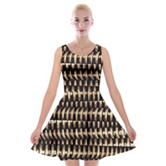 Red Tech Stripes Print Velvet Skater Dress by dflcprintsclothing