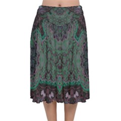 Mandala Corset Velvet Flared Midi Skirt by MRNStudios