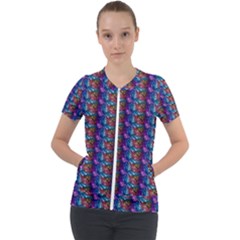 Abstract Illusion Short Sleeve Zip Up Jacket by Sparkle