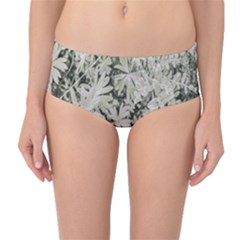 Pale Tropical Floral Print Pattern Mid-waist Bikini Bottoms by dflcprintsclothing