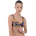 Butterfly and flowers Front Tie Bikini Top View1