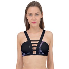Floral Pink And Purple Moon Cage Up Bikini Top by Dazzleway